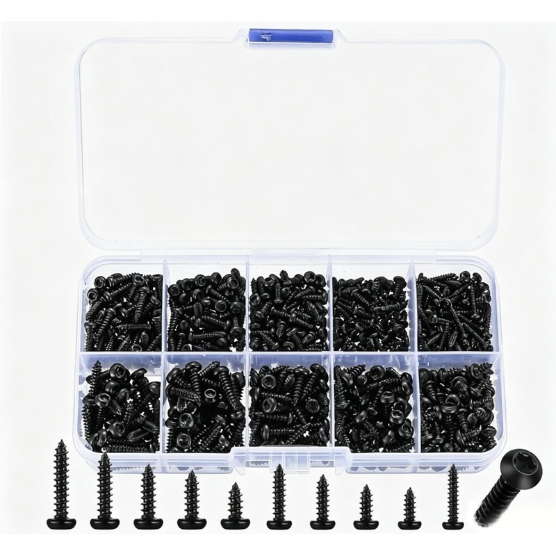 Furniture Hardware Repair - 600 szt. Czarne wkręty samogwintujące Torx